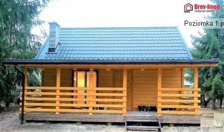 Dom drewniany Poziomka 1 pow: 31,50 m2 przy podstawie + tras zadaszony 10,50 m2